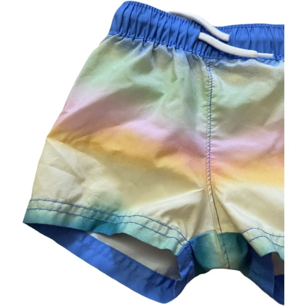 Old Navy Toddler Boys Swim Trunks 12-18 Months Blue Tie Dye Rainbow Shorts